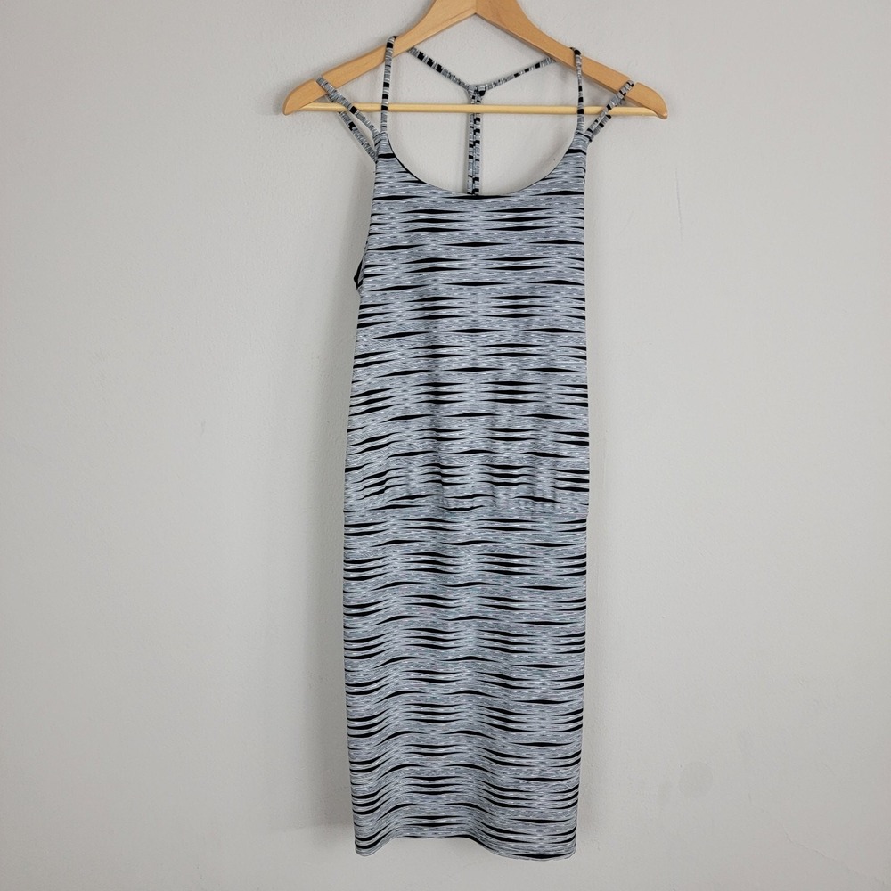Athleta Ariel Venice Swim Dress Womens Size S Gray Athletic Strappy Sleeveless‎